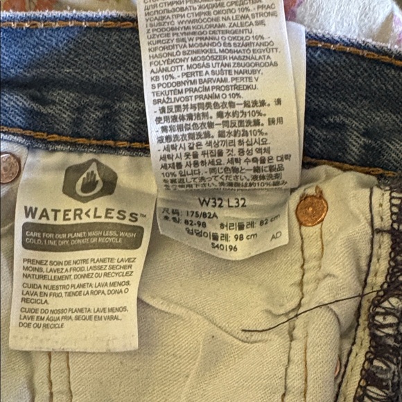 Levi's Light Blue Straight Jeans with Distressed Hem - Picture 3 of 3